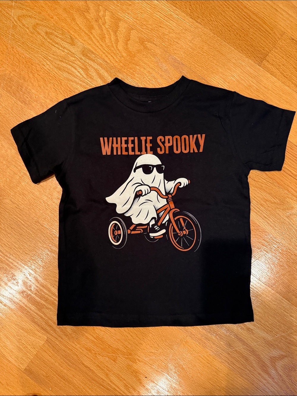 Kids "Wheelie Spooky" Black Graphic Tee